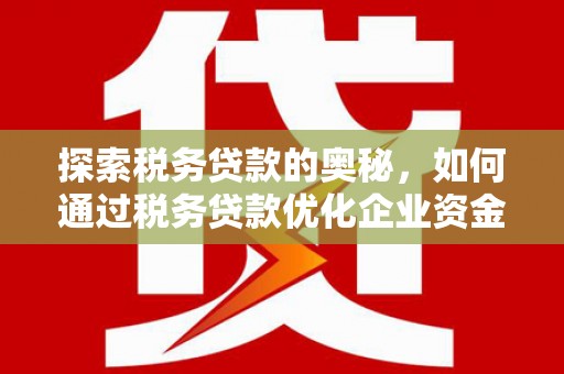 任县探索税务贷款的奥秘，如何通过税务贷款优化企业资金流