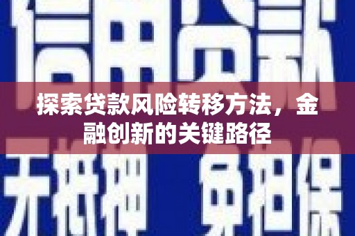 任县探索贷款风险转移方法，金融创新的关键路径